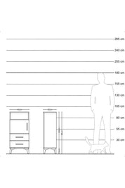 Arges Komodin 2 Raflı 2 Çekmeceli Tek Kapaklı 44x30x96 Çam-Antrasit