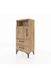 Arges Komodin 2 Raflı 2 Çekmeceli Tek Kapaklı 44x30x96 Çam-Çam