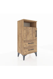 Arges Komodin 2 Raflı 2 Çekmeceli Tek Kapaklı 44x30x96 Çam-Çam