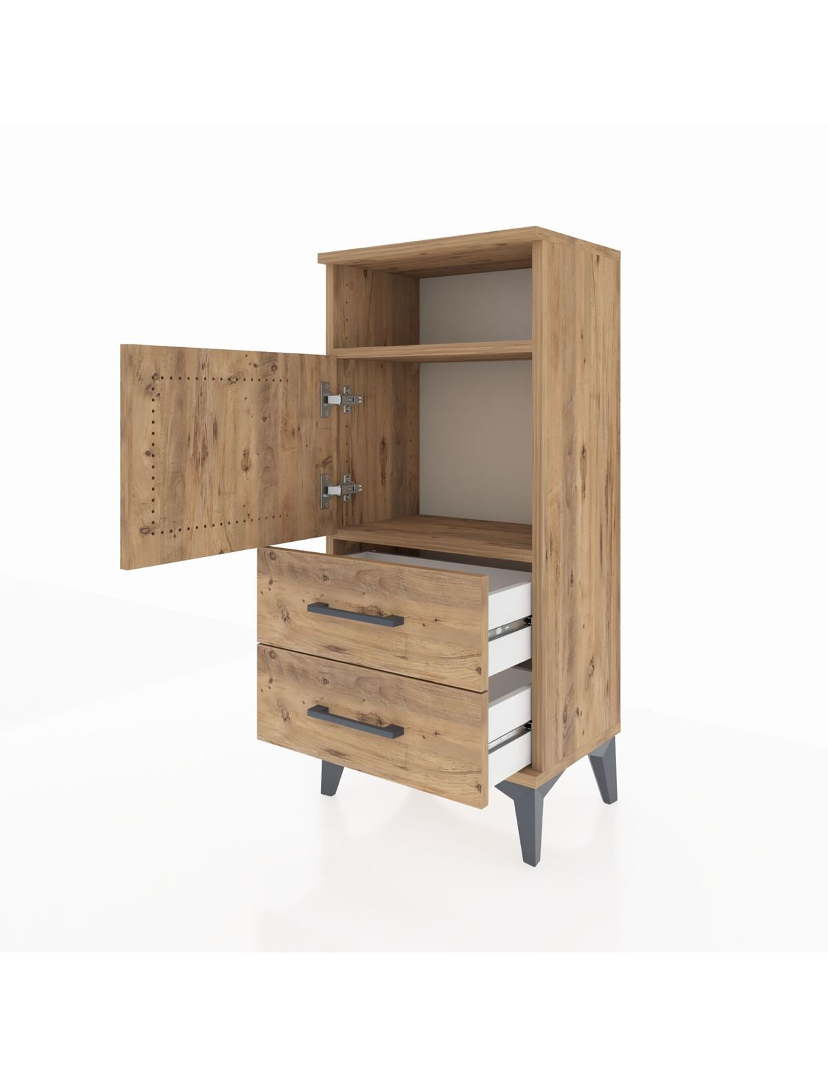 Arges Komodin 2 Raflı 2 Çekmeceli Tek Kapaklı 44x30x96 - S09M023V9A