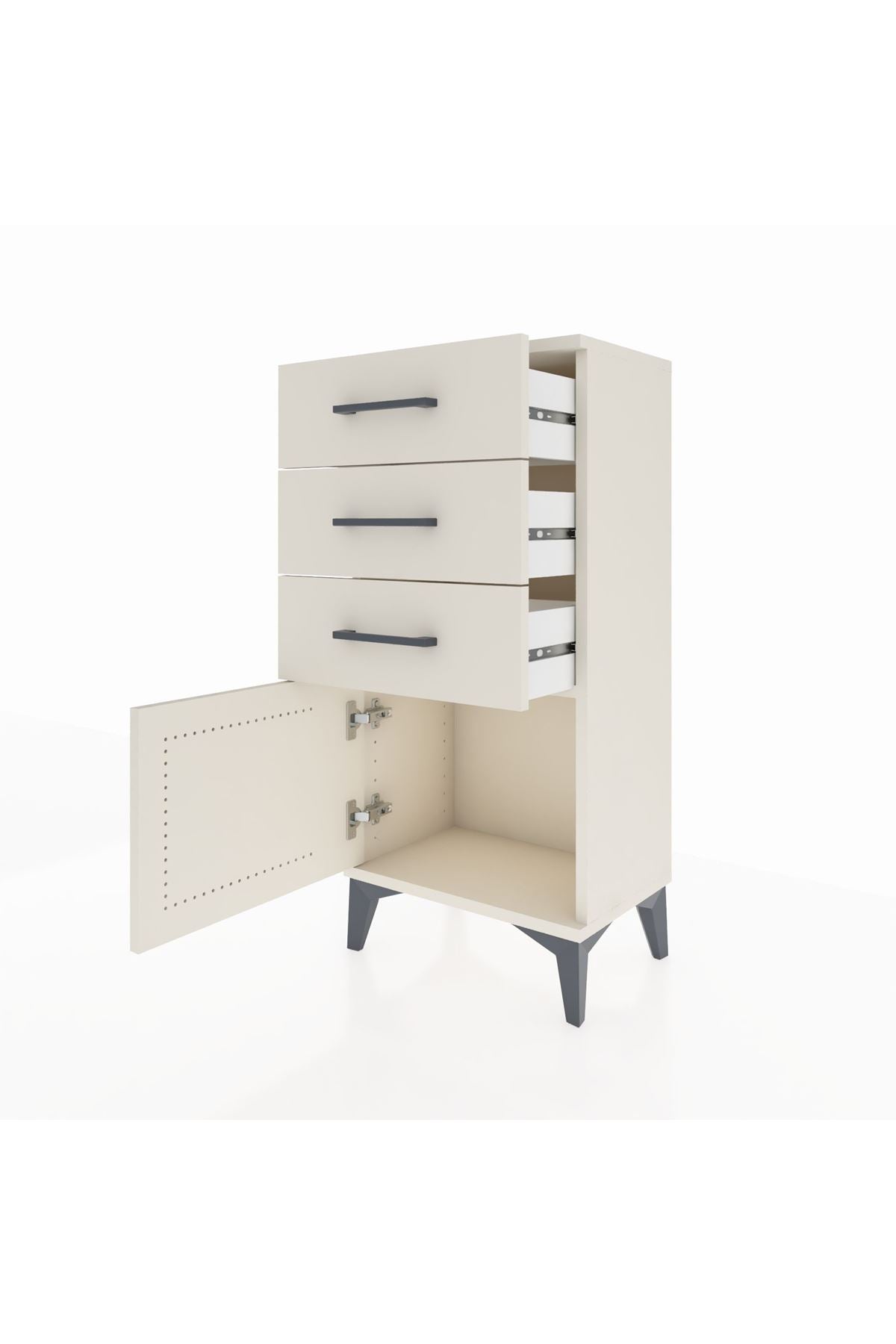 Arges Komodin 3 Çekmeceli Tek Kapaklı 44x30x96 Aytaşı-Aytaşı