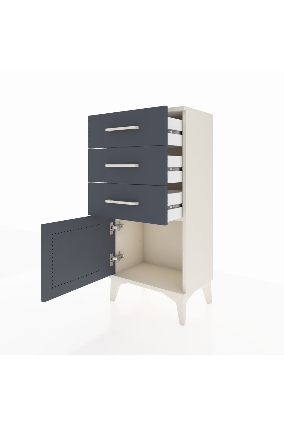 Arges Komodin 3 Çekmeceli Tek Kapaklı 44x30x96 Aytaşı-Antrasit