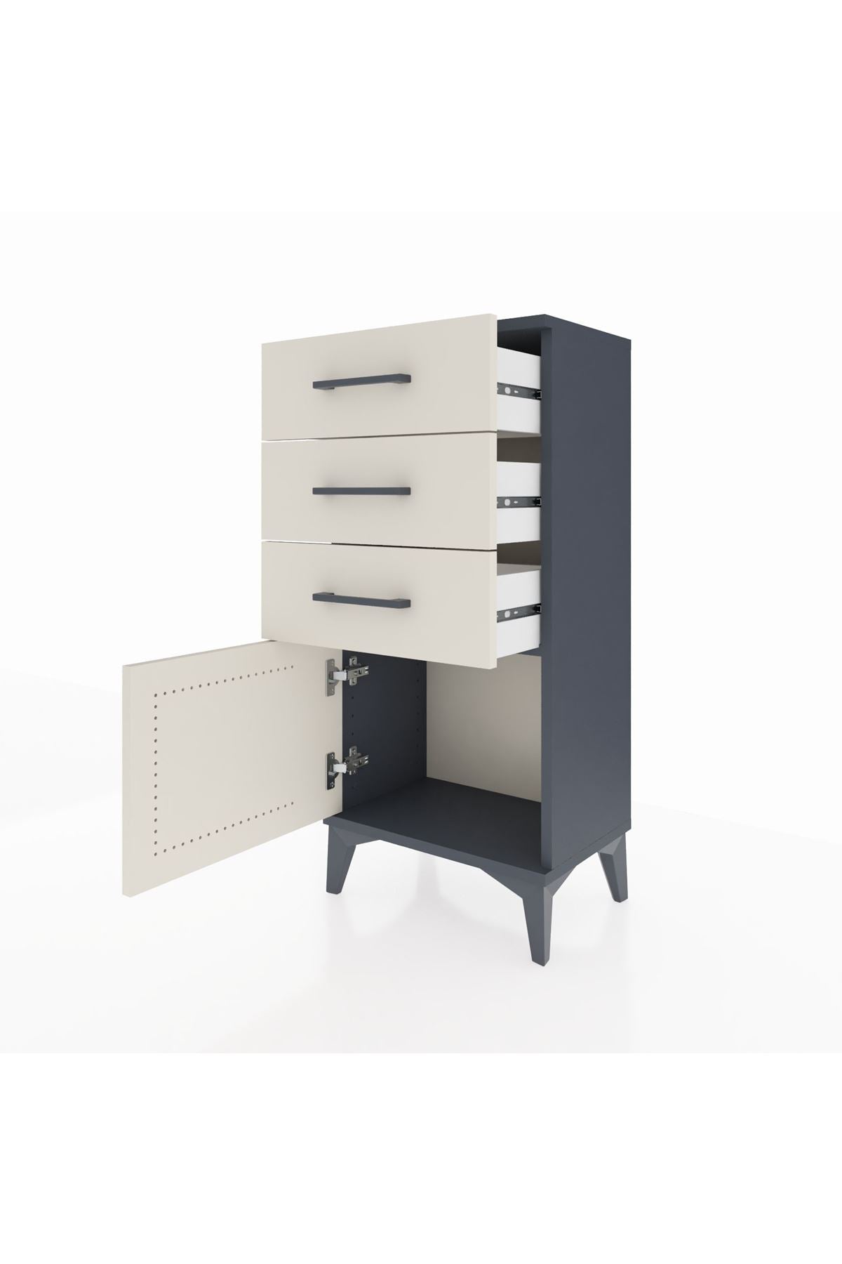 Arges Komodin 3 Çekmeceli Tek Kapaklı 44x30x96 Antrasit-Aytaşı