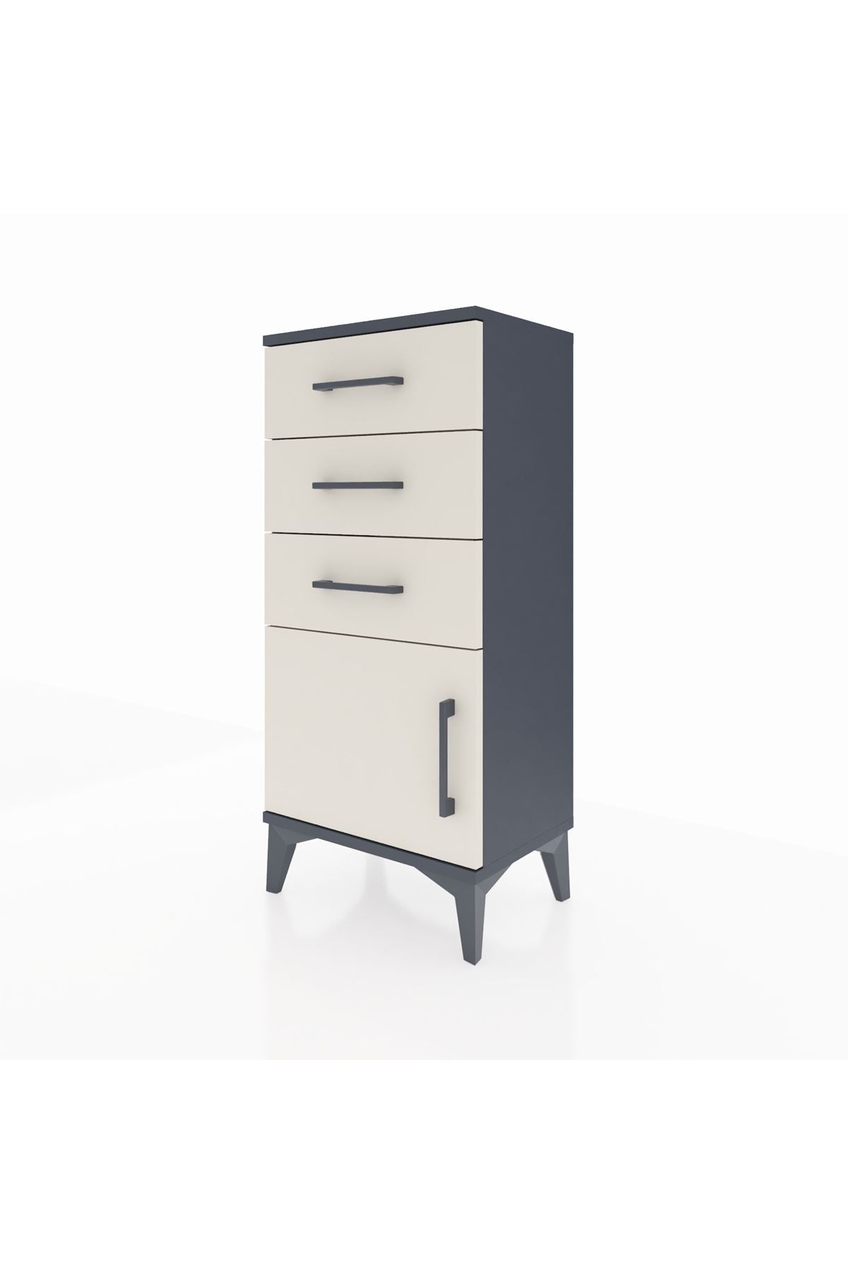 Arges Komodin 3 Çekmeceli Tek Kapaklı 44x30x96 Antrasit-Aytaşı