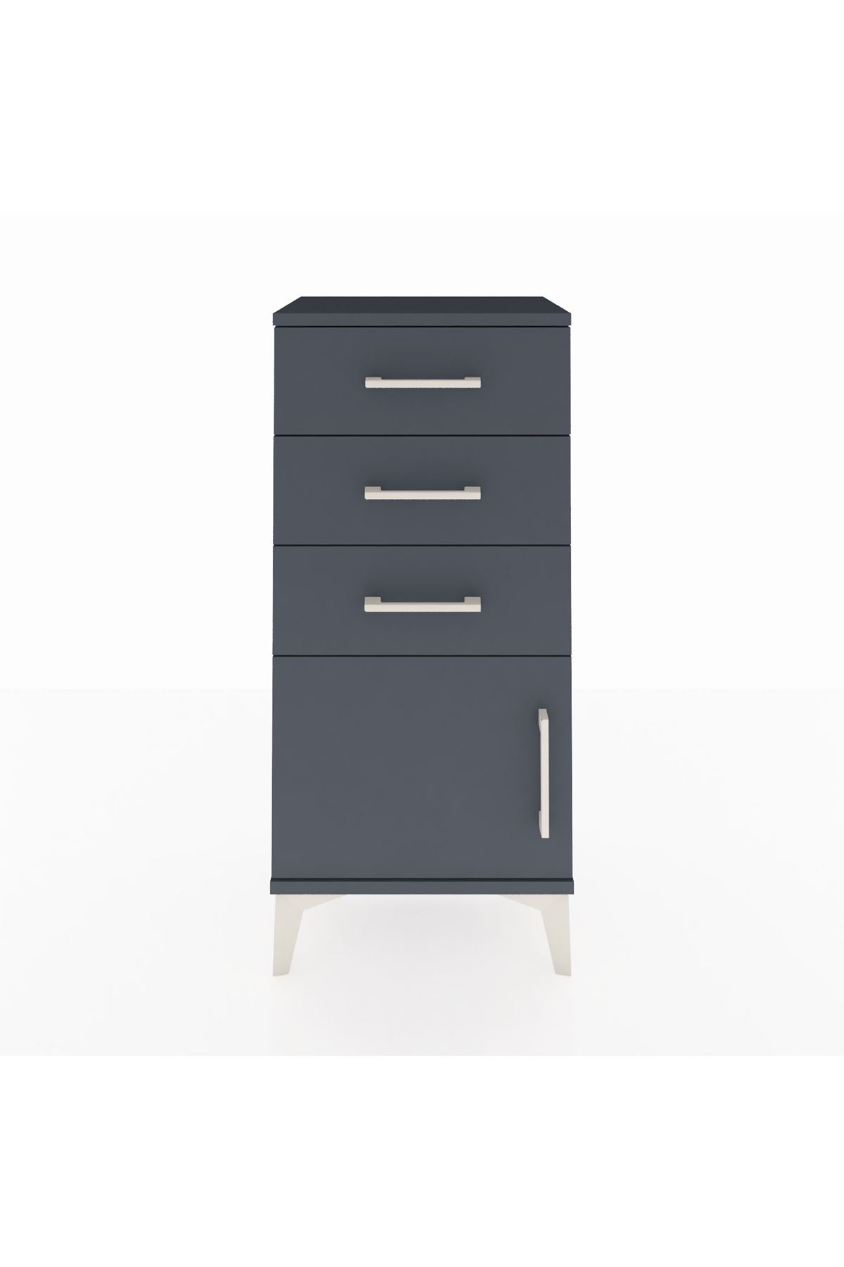 Arges Komodin 3 Çekmeceli Tek Kapaklı 44x30x96 Antrasit-Antrasit