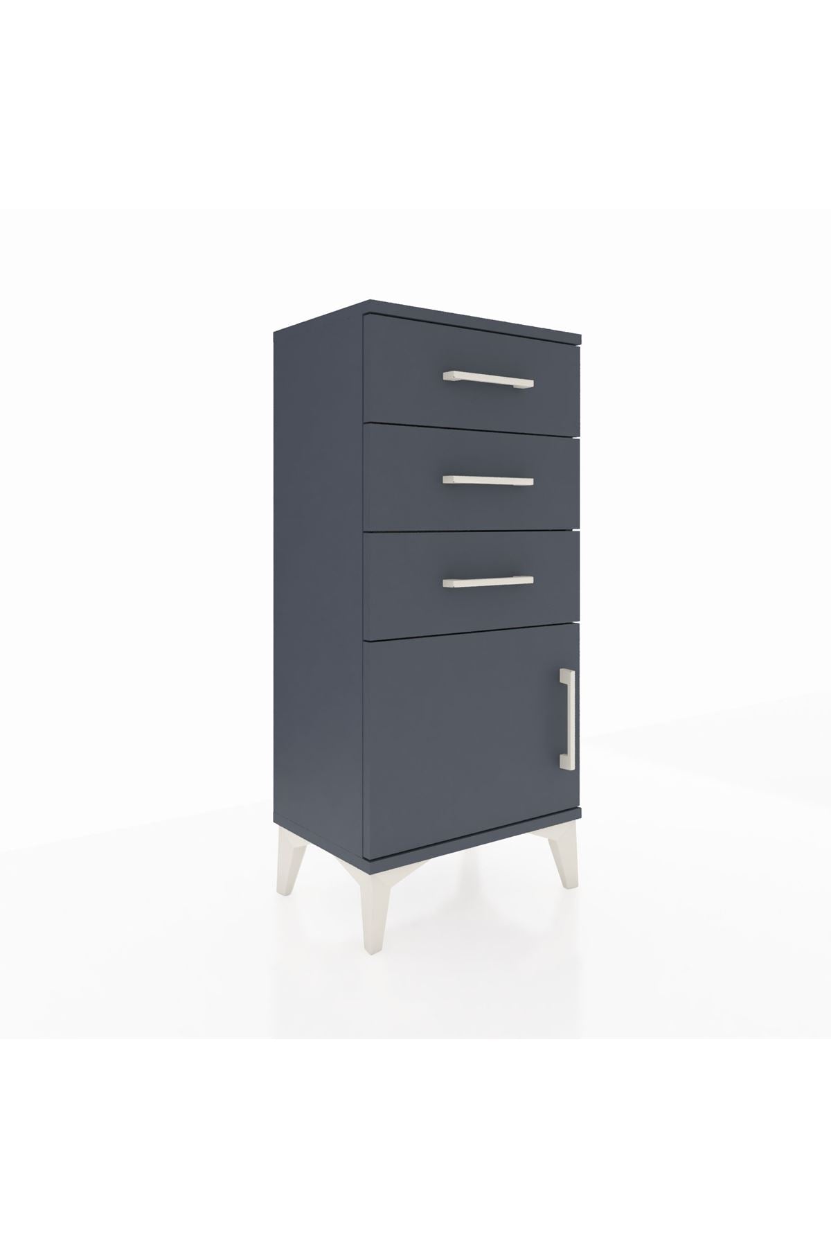 Arges Komodin 3 Çekmeceli Tek Kapaklı 44x30x96 Antrasit-Antrasit