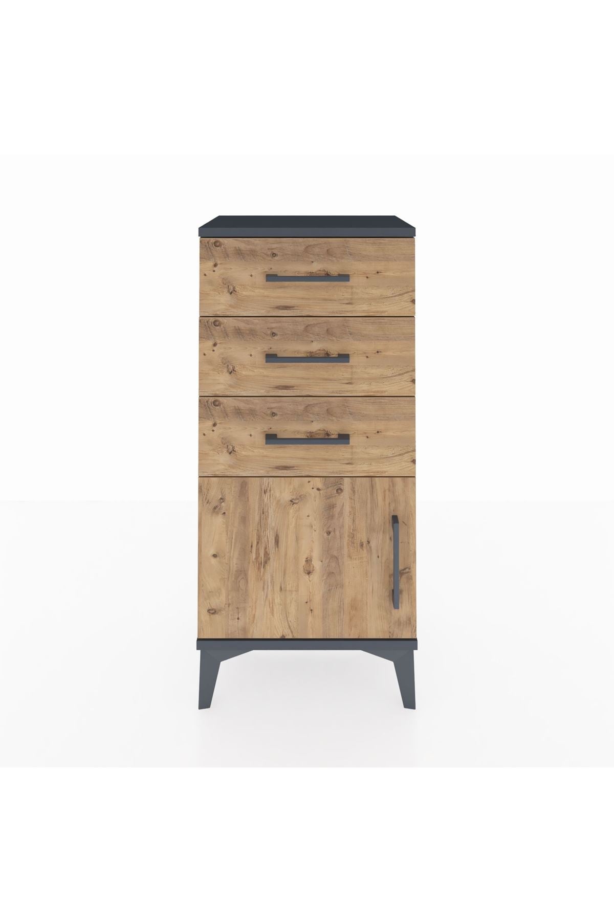 Arges Komodin 3 Çekmeceli Tek Kapaklı 44x30x96 Antrasit-Çam