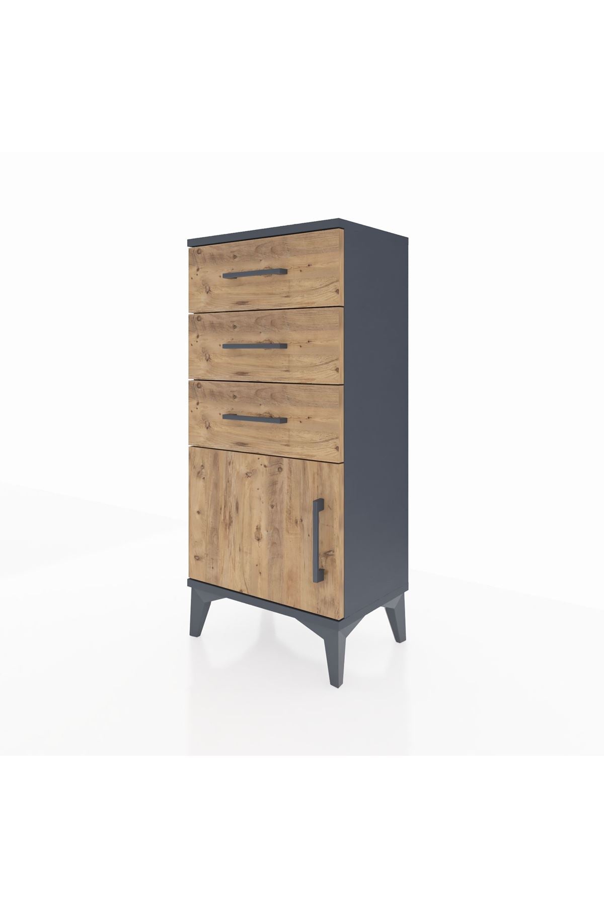 Arges Komodin 3 Çekmeceli Tek Kapaklı 44x30x96 Antrasit-Çam