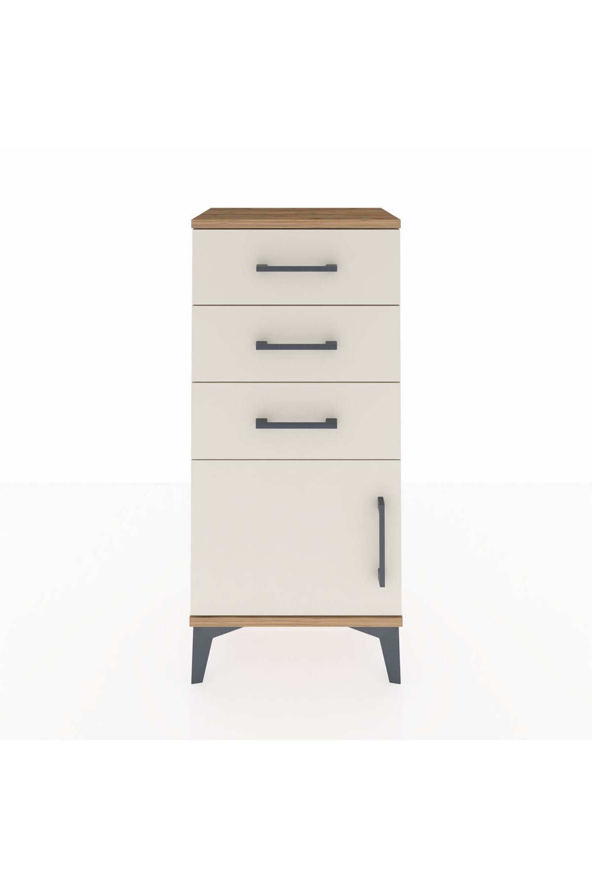 Arges Komodin 3 Çekmeceli Tek Kapaklı 44x30x96 Çam-Aytaşı