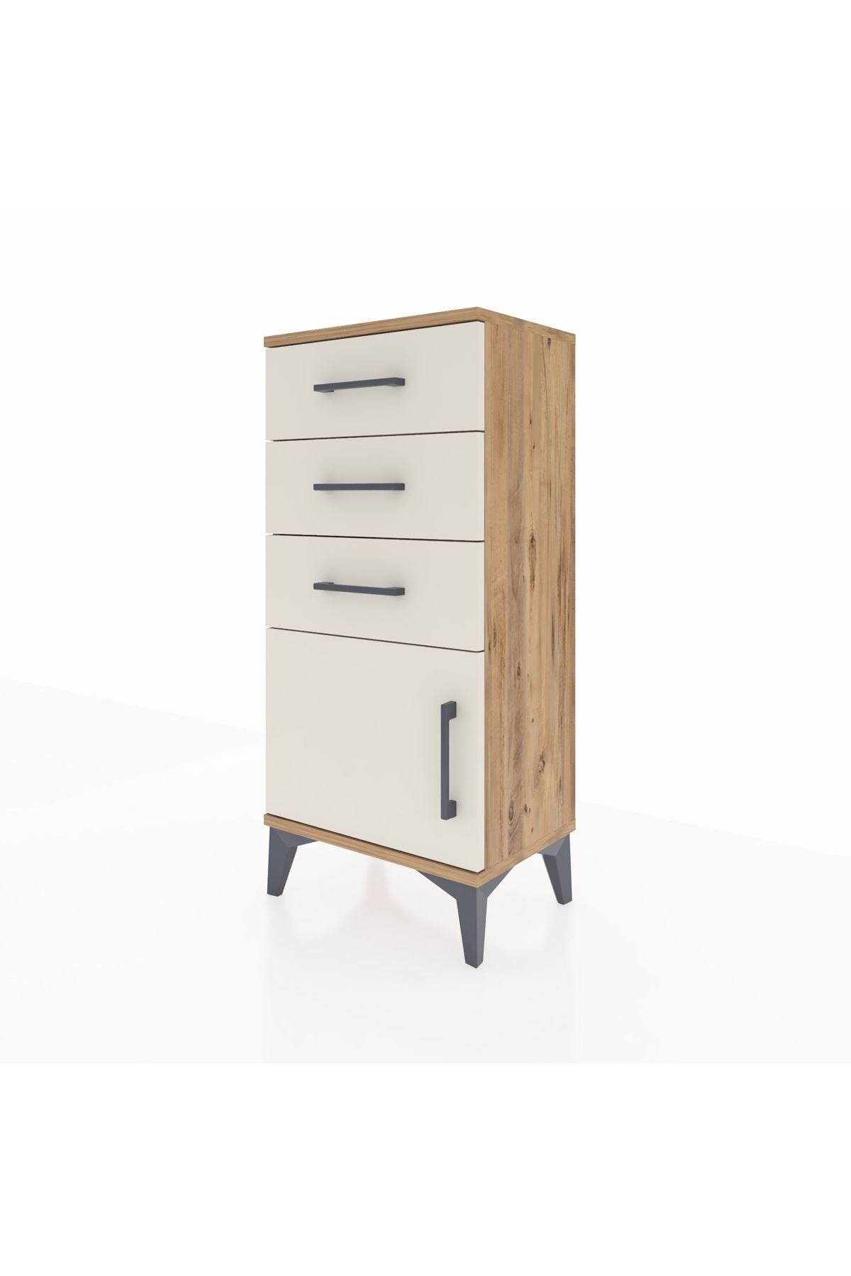 Arges Komodin 3 Çekmeceli Tek Kapaklı 44x30x96 Çam-Aytaşı