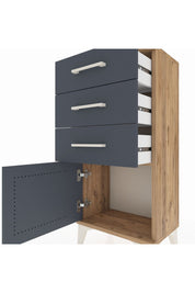 Arges Komodin 3 Çekmeceli Tek Kapaklı 44x30x96 Çam-Antrasit