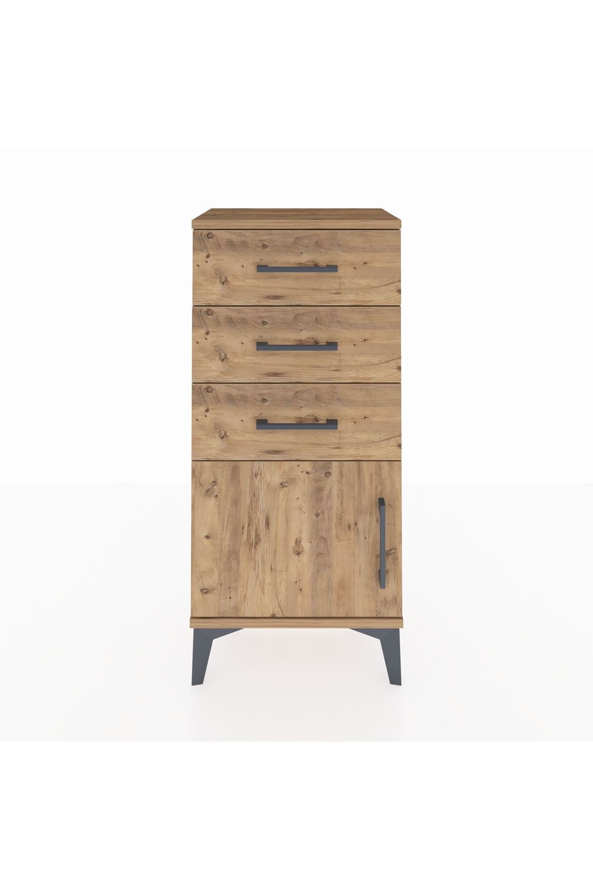 Arges Komodin 3 Çekmeceli Tek Kapaklı 44x30x96 Çam-Çam