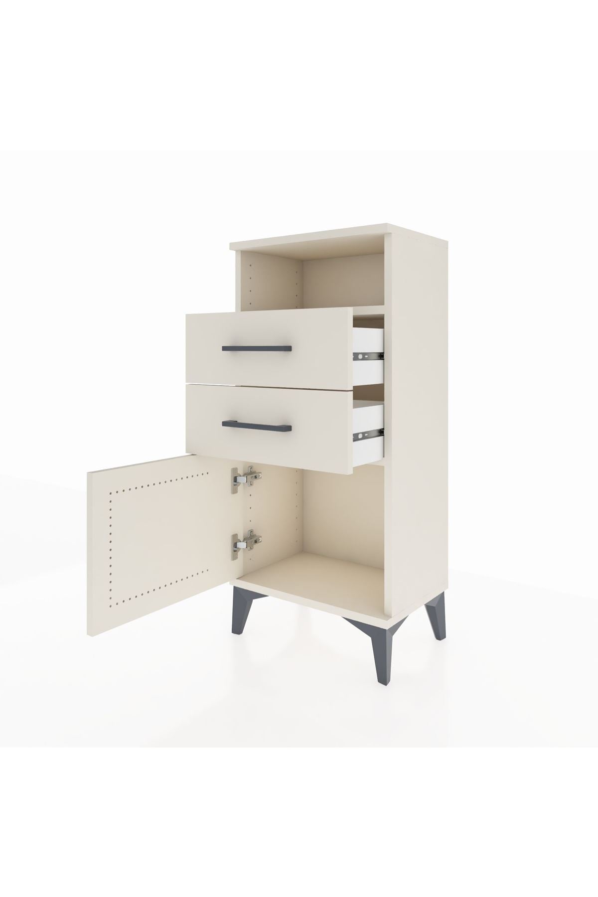 Arges Komodin Tek Raflı 2 Çekmeceli Tek Kapaklı 44x30x96 Aytaşı-Aytaşı