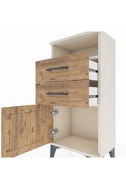 Arges Komodin Tek Raflı 2 Çekmeceli Tek Kapaklı 44x30x96 Aytaşı-Çam