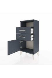 Arges Komodin Tek Raflı 2 Çekmeceli Tek Kapaklı 44x30x96 Antrasit-Antrasit