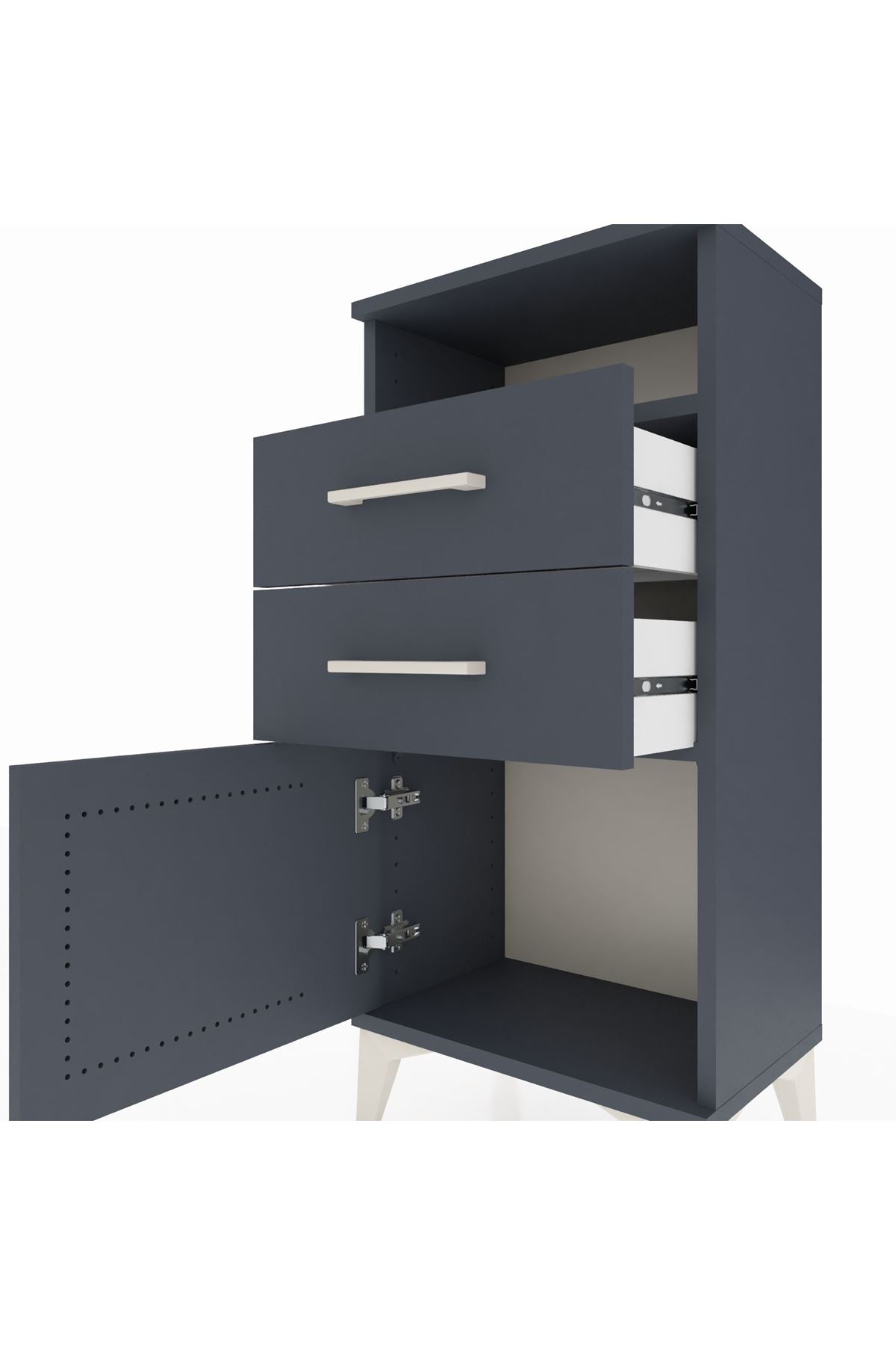 Arges Komodin Tek Raflı 2 Çekmeceli Tek Kapaklı 44x30x96 - S09M025V5A