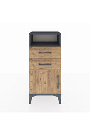 Arges Komodin Tek Raflı 2 Çekmeceli Tek Kapaklı 44x30x96 Antrasit-Çam