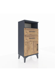 Arges Komodin Tek Raflı 2 Çekmeceli Tek Kapaklı 44x30x96 Antrasit-Çam