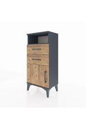 Arges Komodin Tek Raflı 2 Çekmeceli Tek Kapaklı 44x30x96 Antrasit-Çam