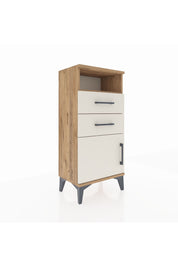 Arges Komodin Tek Raflı 2 Çekmeceli Tek Kapaklı 44x30x96 Çam-Aytaşı