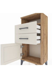 Arges Komodin Tek Raflı 2 Çekmeceli Tek Kapaklı 44x30x96 Çam-Aytaşı