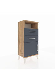 Arges Komodin Tek Raflı 2 Çekmeceli Tek Kapaklı 44x30x96 Çam-Antrasit