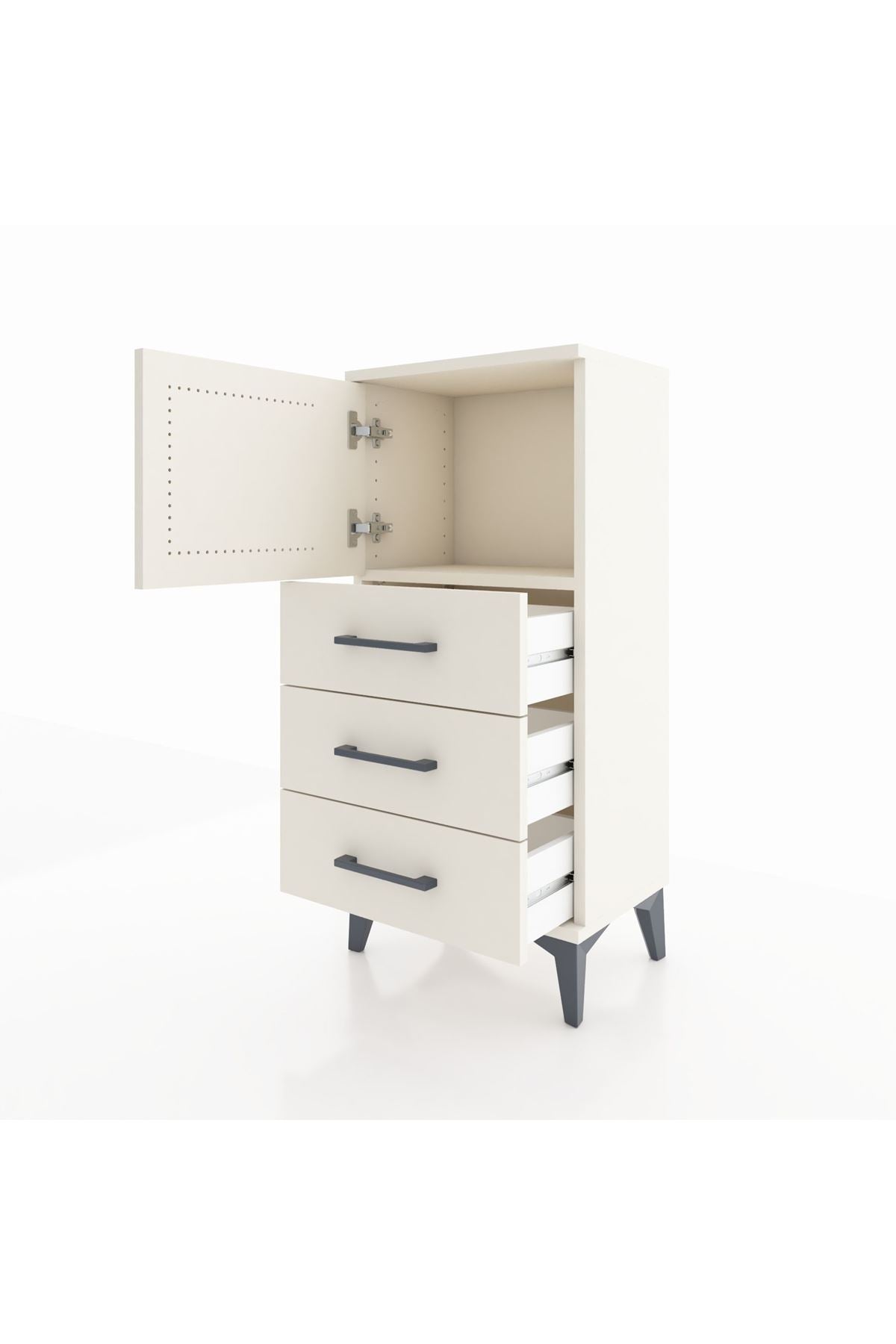 Arges Komodin Tek Raflı 3 Çekmeceli Tek Kapaklı 44x30x96 Aytaşı-Aytaşı