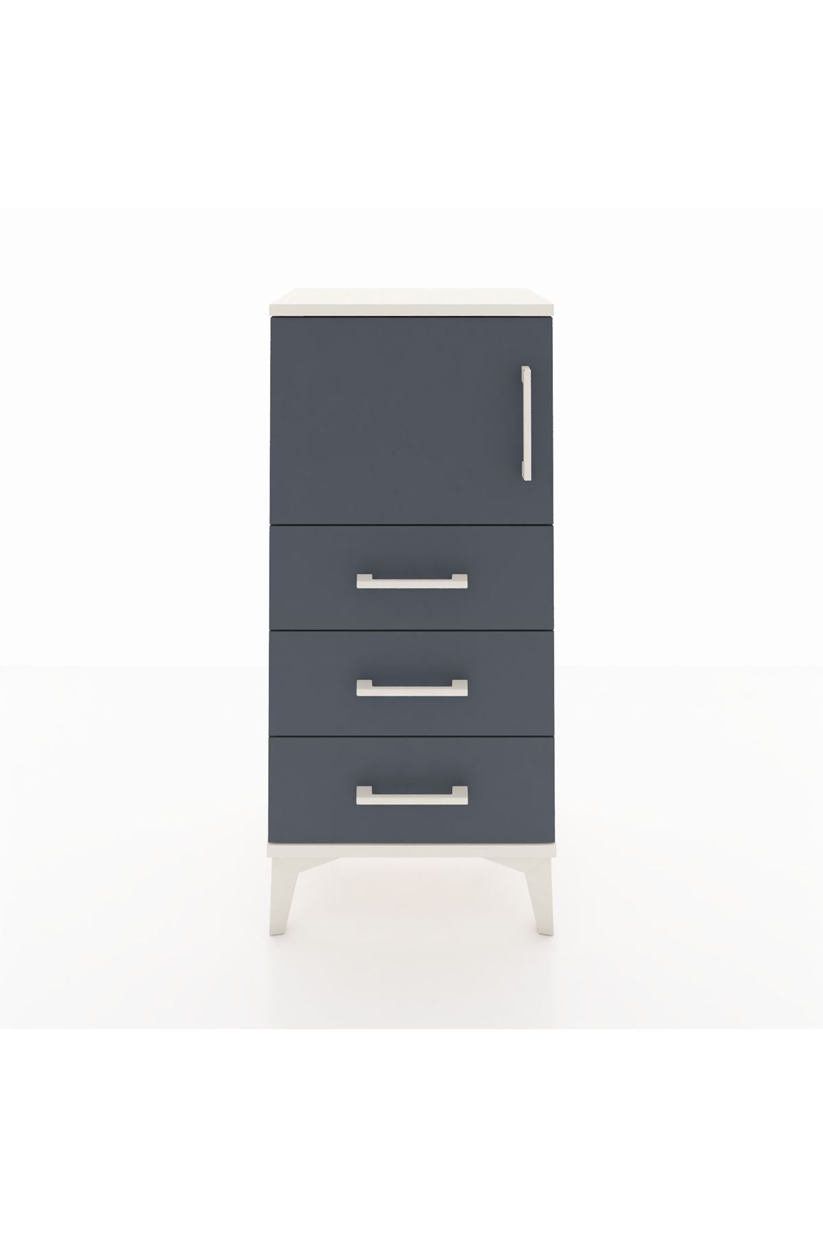 Arges Komodin Tek Raflı 3 Çekmeceli Tek Kapaklı 44x30x96 Aytaşı-Antrasit