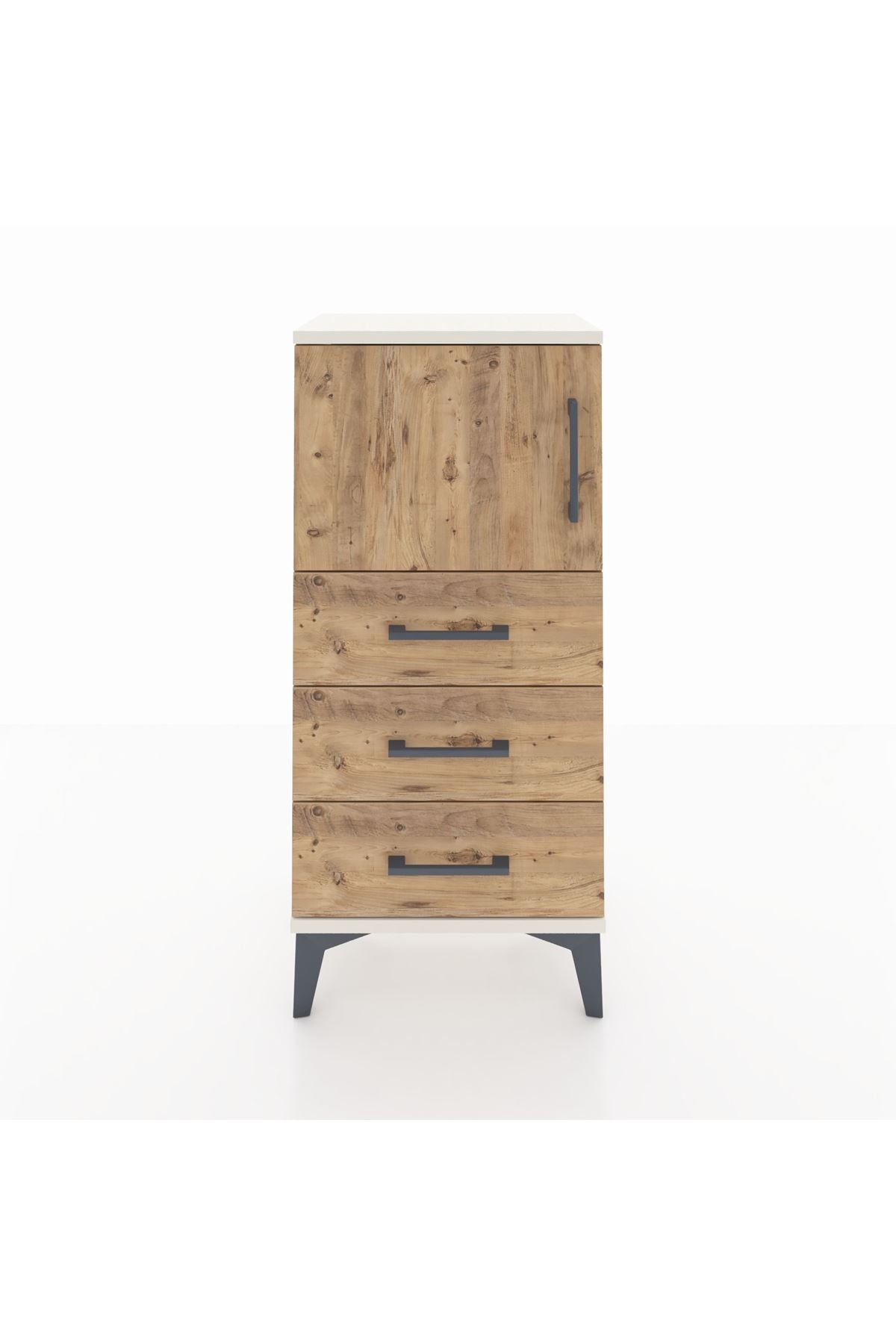 Arges Komodin Tek Raflı 3 Çekmeceli Tek Kapaklı 44x30x96 Aytaşı-Çam