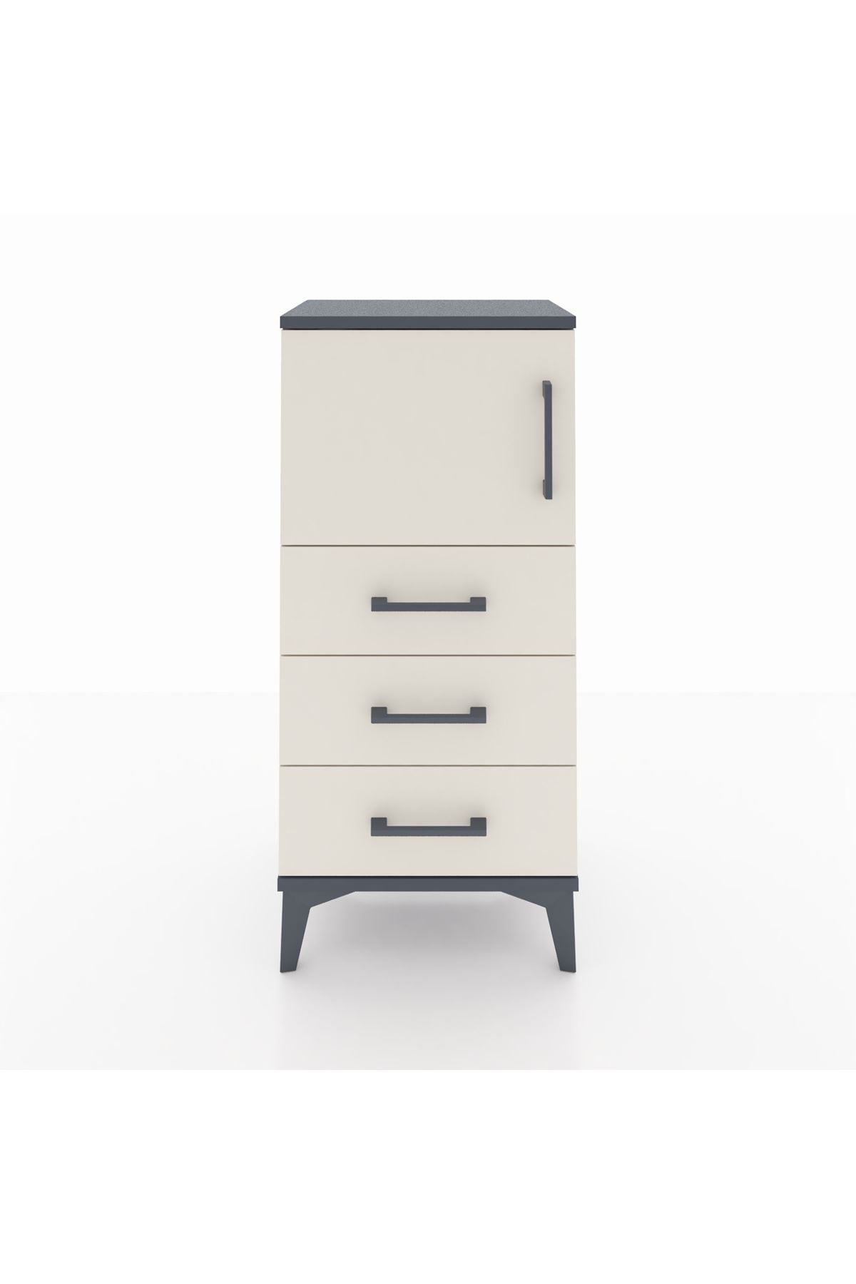 Arges Komodin Tek Raflı 3 Çekmeceli Tek Kapaklı 44x30x96 Antrasit-Aytaşı