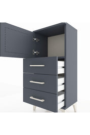Arges Komodin Tek Raflı 3 Çekmeceli Tek Kapaklı 44x30x96 Antrasit-Antrasit