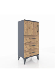 Arges Komodin Tek Raflı 3 Çekmeceli Tek Kapaklı 44x30x96 Antrasit-Çam