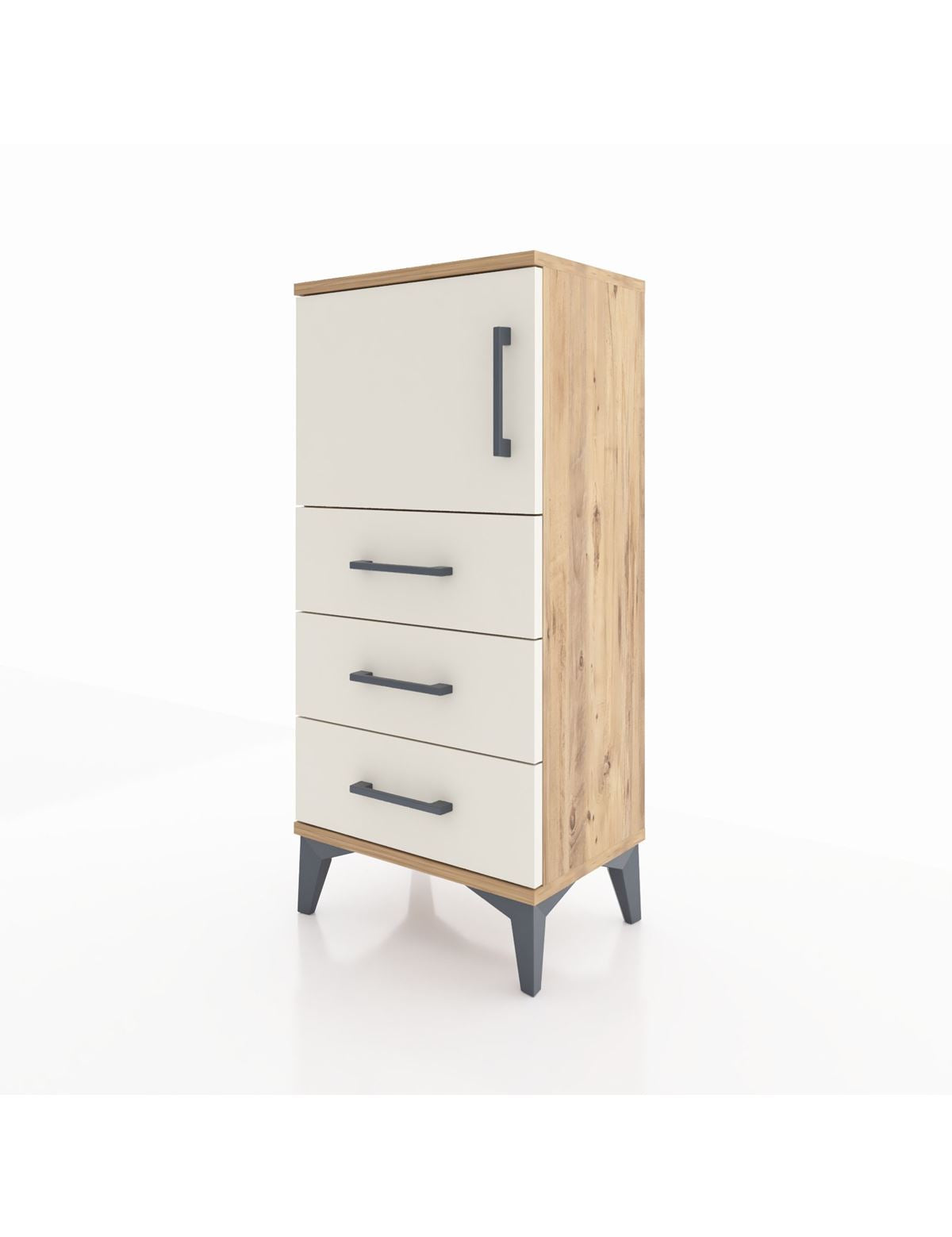 Arges Komodin Tek Raflı 3 Çekmeceli Tek Kapaklı 44x30x96 - S09M026V7A