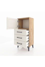 Arges Komodin Tek Raflı 3 Çekmeceli Tek Kapaklı 44x30x96 Çam-Aytaşı