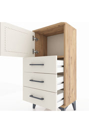 Arges Komodin Tek Raflı 3 Çekmeceli Tek Kapaklı 44x30x96 Çam-Aytaşı