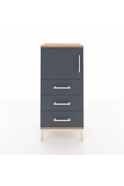 Arges Komodin Tek Raflı 3 Çekmeceli Tek Kapaklı 44x30x96 Çam-Antrasit