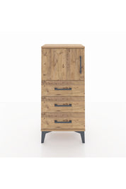 Arges Komodin Tek Raflı 3 Çekmeceli Tek Kapaklı 44x30x96 Çam-Çam
