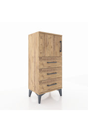 Arges Komodin Tek Raflı 3 Çekmeceli Tek Kapaklı 44x30x96 Çam-Çam