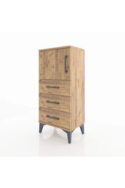 Arges Komodin Tek Raflı 3 Çekmeceli Tek Kapaklı 44x30x96 Çam-Çam