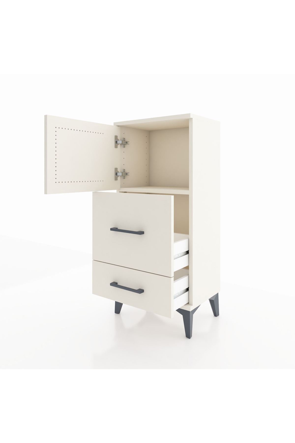 Arges Komodin Tek Raflı 2 Çekmeceli Tek Kapaklı 44x30x96 Aytaşı-Aytaşı