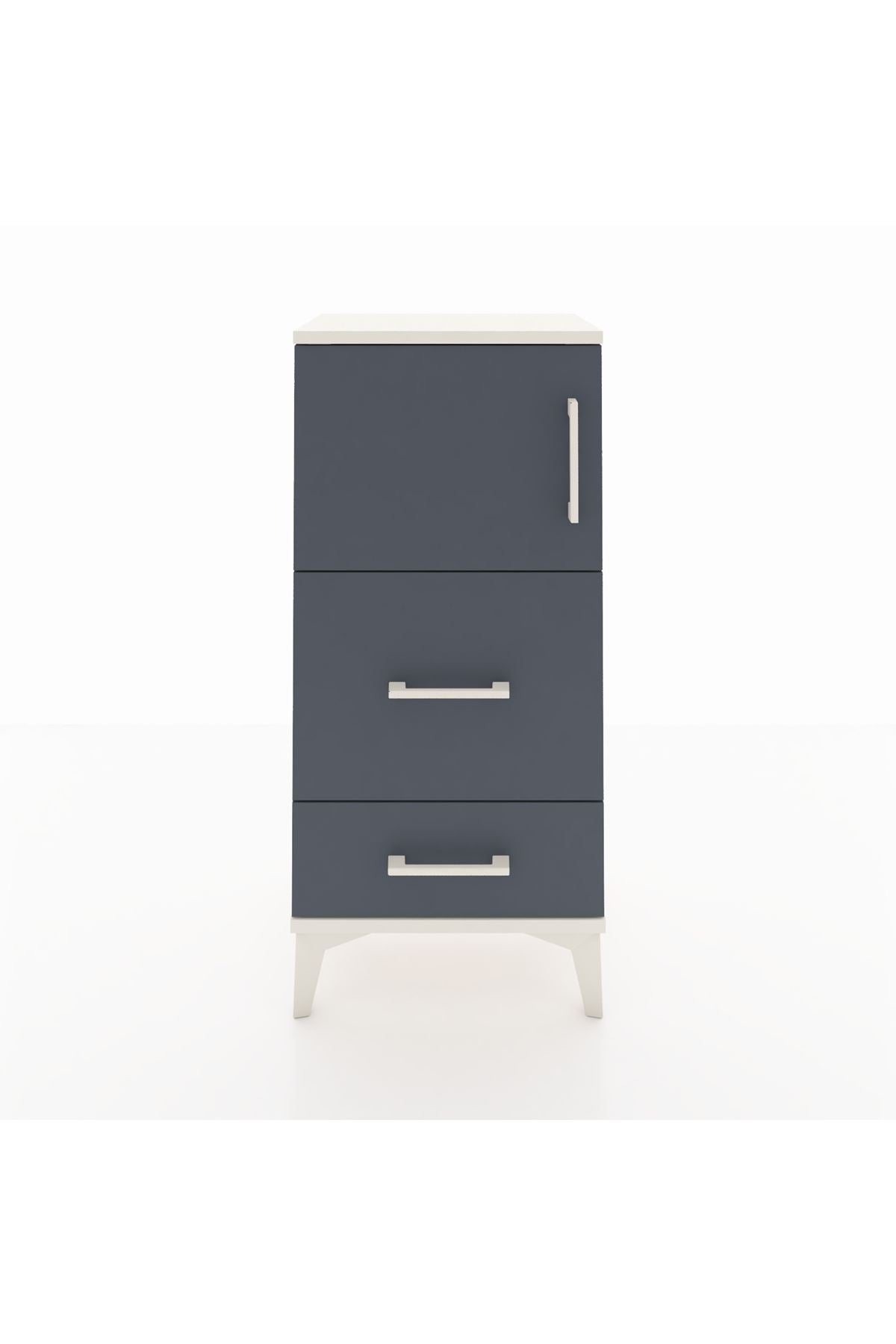 Arges Komodin Tek Raflı 2 Çekmeceli Tek Kapaklı 44x30x96 Aytaşı-Antrasit