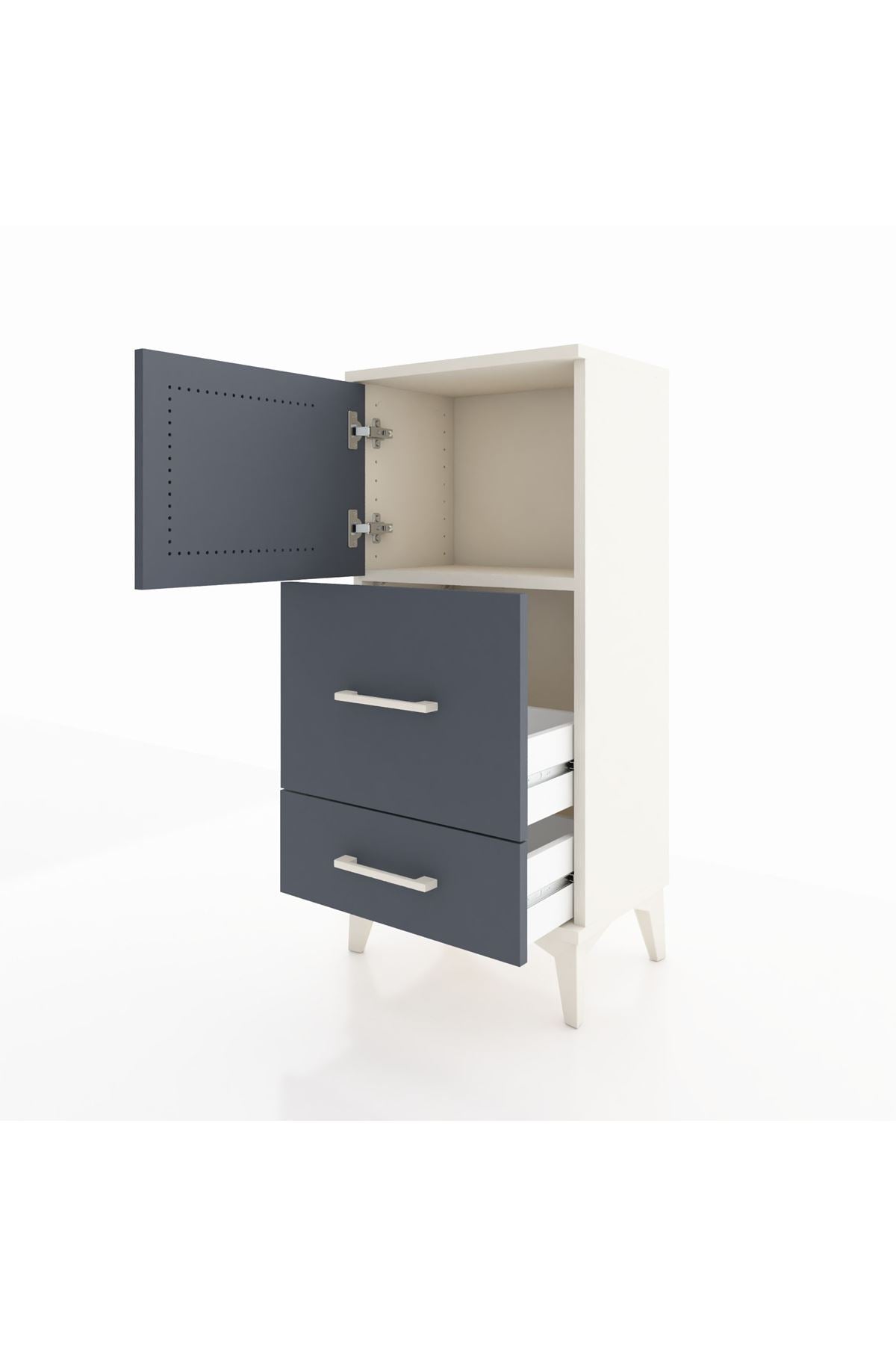 Arges Komodin Tek Raflı 2 Çekmeceli Tek Kapaklı 44x30x96 Aytaşı-Antrasit