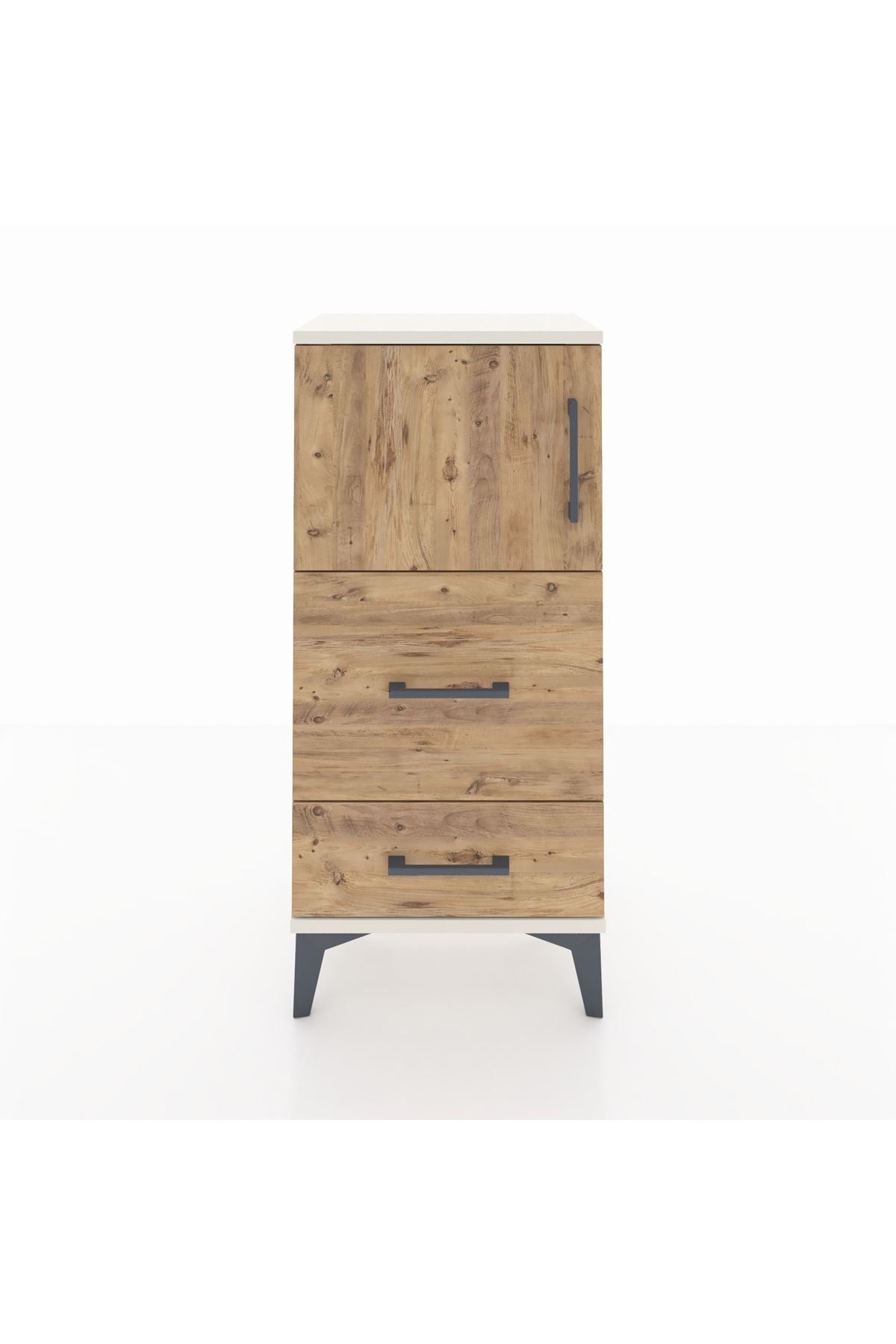 Arges Komodin Tek Raflı 2 Çekmeceli Tek Kapaklı 44x30x96 Aytaşı-Çam