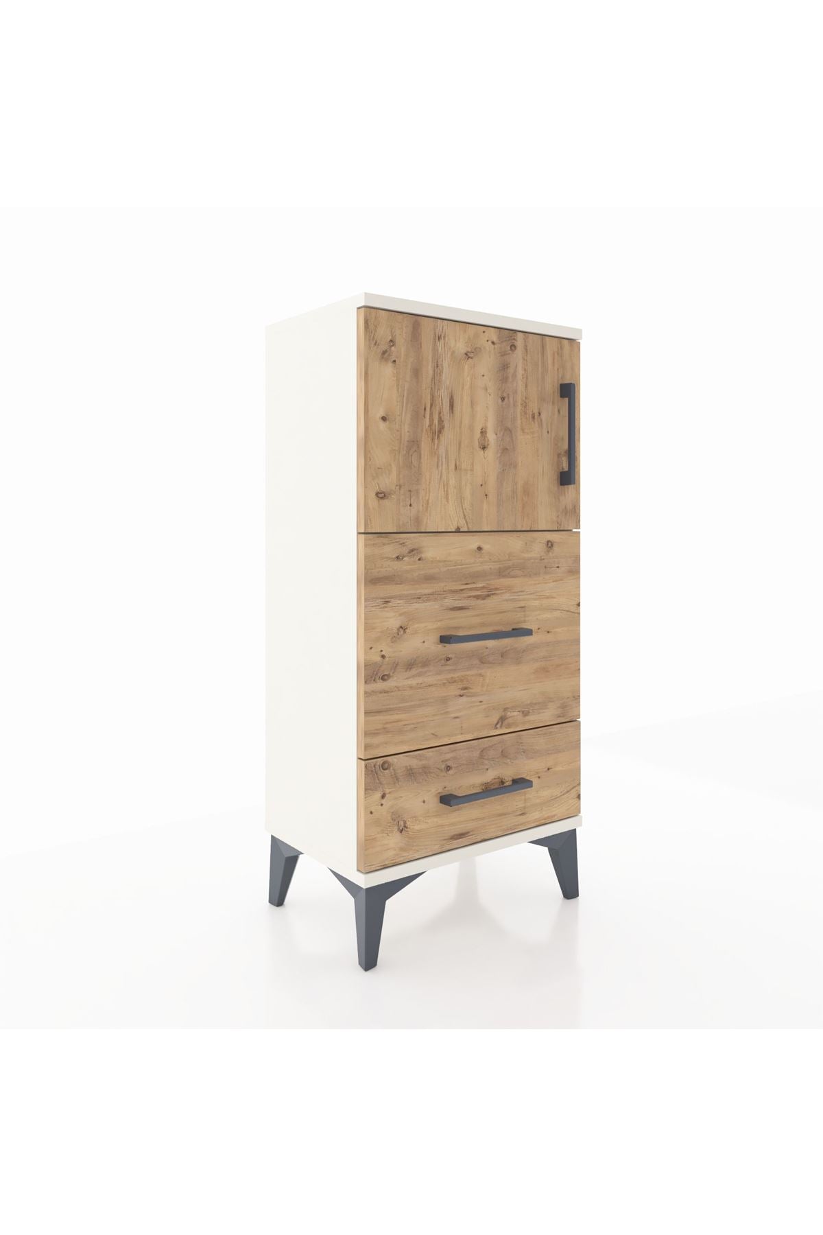 Arges Komodin Tek Raflı 2 Çekmeceli Tek Kapaklı 44x30x96 Aytaşı-Çam