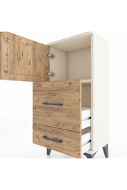 Arges Komodin Tek Raflı 2 Çekmeceli Tek Kapaklı 44x30x96 Aytaşı-Çam