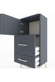 Arges Komodin Tek Raflı 2 Çekmeceli Tek Kapaklı 44x30x96 Antrasit-Antrasit