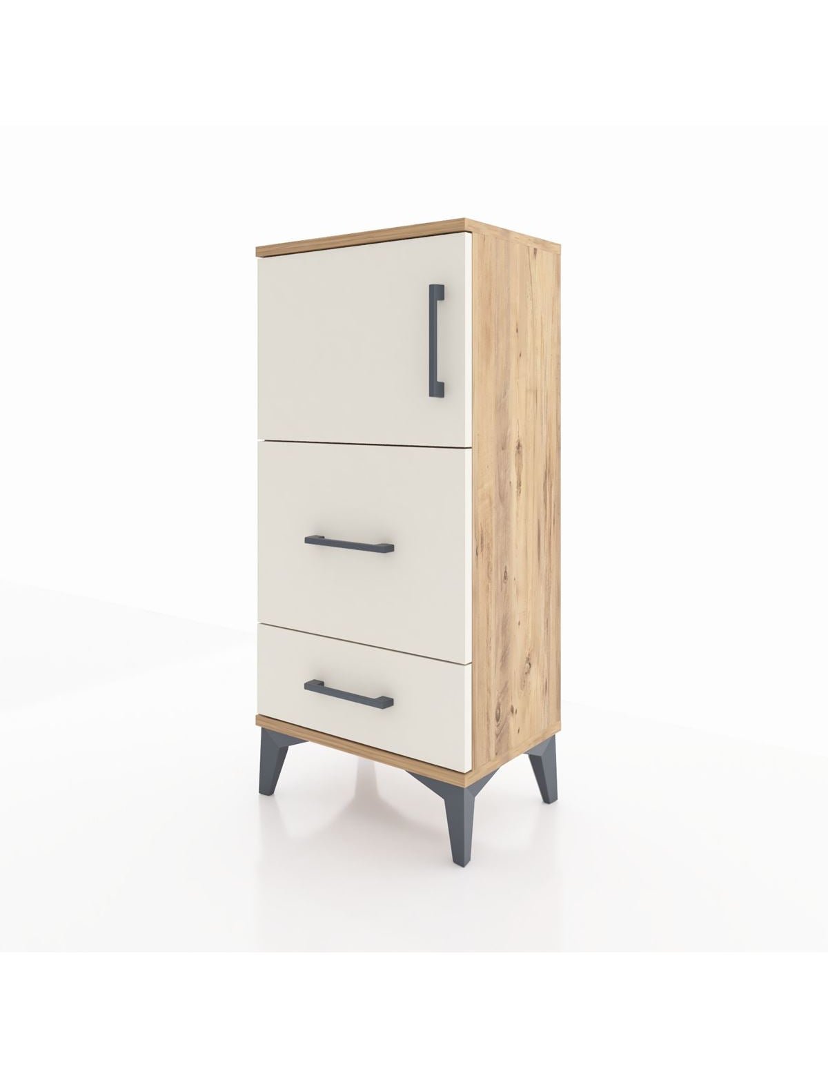 Arges Komodin Tek Raflı 2 Çekmeceli Tek Kapaklı 44x30x96 - S09M027V7A