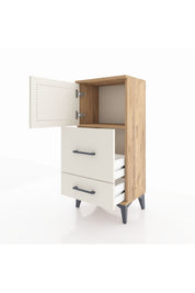 Arges Komodin Tek Raflı 2 Çekmeceli Tek Kapaklı 44x30x96 Çam-Aytaşı