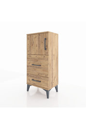 Arges Komodin Tek Raflı 2 Çekmeceli Tek Kapaklı 44x30x96 Çam-Çam