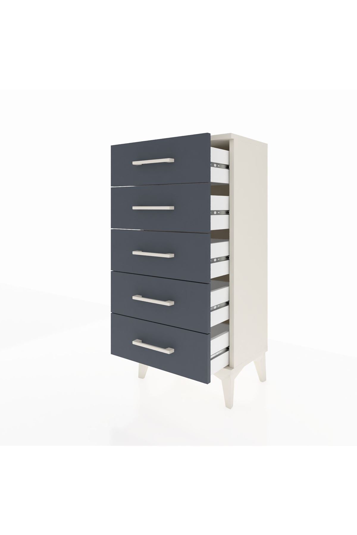 Arges Komodin 5 Çekmeceli 44x30x96 Aytaşı-Antrasit